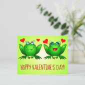 Hoppy Valentijnsdag Fun Cute Cartoon Kikkers Harte Briefkaart (Staand voorkant)