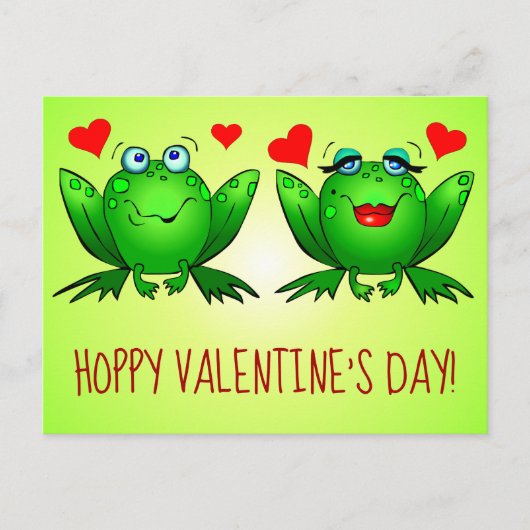 Hoppy Valentijnsdag Fun Cute Cartoon Kikkers Harte Briefkaart (Voorkant)