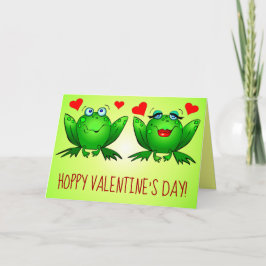 Hoppy Valentijnsdag Fun Cute Cartoon Kikkers Harte Kaart