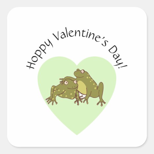Hoppy Valentijnsdag Funny Cute Frogs in Love Vierkante Sticker (Voorkant)