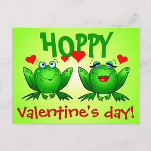 Hoppy Valentijnsdag Green Cartoon Frogs Briefkaart