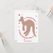 "Hoppy Valentijnsdag" Kangaroo Valentijn Kaart (Voorkant / Achterkant in situ)
