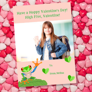 Hoppy Valentijnsdag Kikker Kinderen Klaslokaal Fot Feestdagenkaart