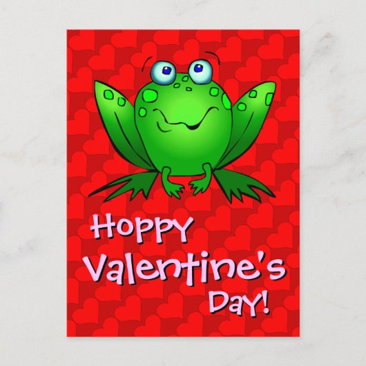 Hoppy Valentijnsdag Red Hearts Frog Briefkaart (Voorkant)