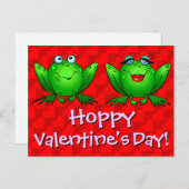 Hoppy Valentijnsdag Red Hearts Frogs Briefkaart (Voorkant / Achterkant)