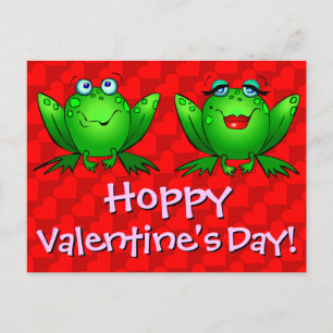 Hoppy Valentijnsdag Red Hearts Frogs Briefkaart