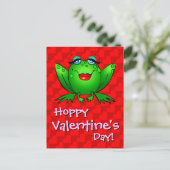 Hoppy Valentijnsdag Red Hearts Lady Frog Briefkaar Feestdagenkaart (Staand voorkant)