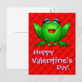 Hoppy Valentijnsdag Red Hearts Lady Frog Briefkaar Feestdagenkaart (Voorkant / Achterkant)