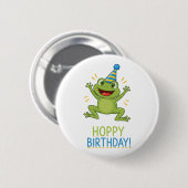 Hoppy Verjaardag Grappige Kikker Kinderen Ronde Button 5,7 Cm (Voorkant /achterkant)