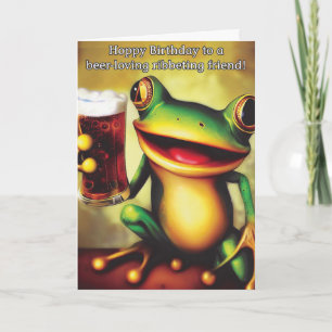 Hoppy Verjaardag! Grappige kikker met bierglas Kaart