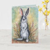 Hoppy Verjaardag Konijn Schilderen Kunst Leuk Dier Kaart (Gele Bloem)