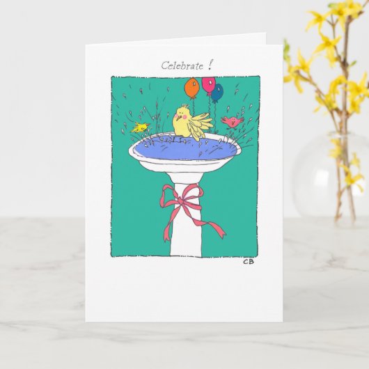 "Hoppy"-vogelkaart Kaart (Gele Bloem)