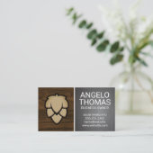 Hops Bud | Houtkorrel en staal geborsteld Visitekaartje (Staand voorkant)