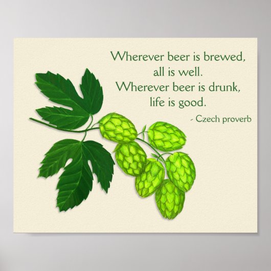 Hops Plant Bierbrouwerij Print met (Voorkant)