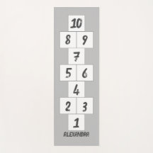 Hopscotch Black op Grey White Yoga Mat