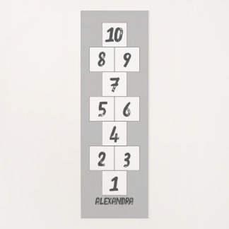 Hopscotch Black op Grey White Yoga Mat