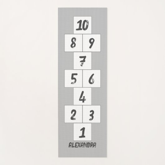 Hopscotch Black op Grey White Yoga Mat (Voorkant)