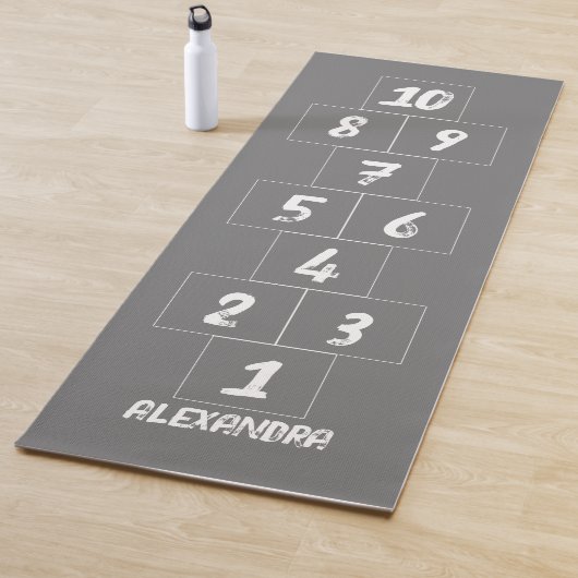 Hopscotch White Chalk Gray Yoga Mat (In situ)