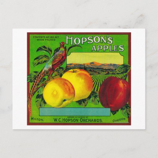 Hopson's Apple Crate LabelMilton, WA Briefkaart (Voorkant)