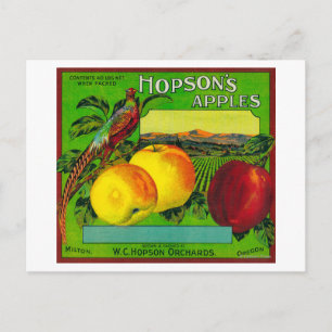 Hopson's Apple Crate LabelMilton, WA Briefkaart