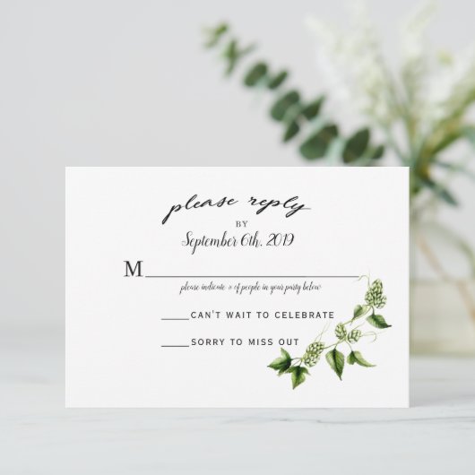 Hopvine Wedding Invitation RSVP Card (Staand voorkant)