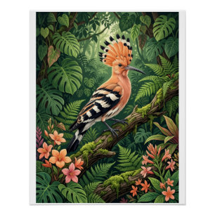Hopvogel Tropische Tak Botanische Natuur Fle Perfect Poster
