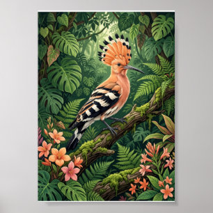 Hopvogel Tropische Tak Botanische Natuur Fle Poster
