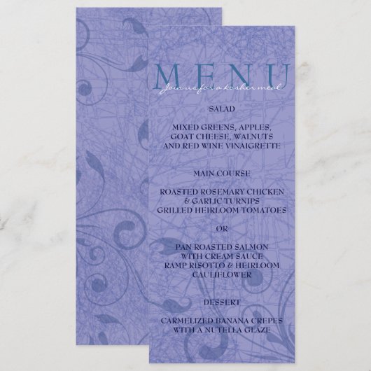 Hora Stoelendans Joods Huwelijk Dinermenu Diner Me Kaart (Voorkant / Achterkant)