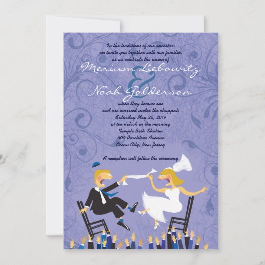 Hora-voorzitter Dance Jewish Wedding Invitation Kaart (Voorkant)