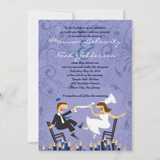 Hora-voorzitter Dance Jewish Wedding Invitation Kaart (Voorkant)