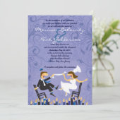 Hora-voorzitter Dance Jewish Wedding Invitation Kaart (Staand voorkant)