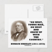 Horace Greeley Go West Young Man Go West Briefkaart (Voorkant / Achterkant)