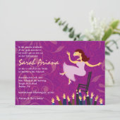 Horah Stoel Meisje Bat Mitswa Uitnodiging (Staand voorkant)