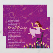 Horah Stoel Meisje Bat Mitswa Uitnodiging (Voorkant / Achterkant)