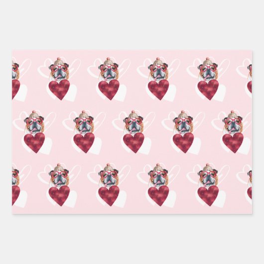 Horen Engelse Bulldog Hondenliefhebber Valentijnse Inpakpapier Vel (Voorkant 2)