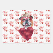 Horen Engelse Bulldog Hondenliefhebber Valentijnse Inpakpapier Vel (Voorkant)