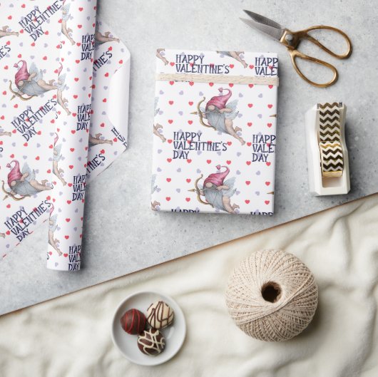 Horen Funny Valentijn Cupid Gnome Pattern Cadeaupapier (Crafts)