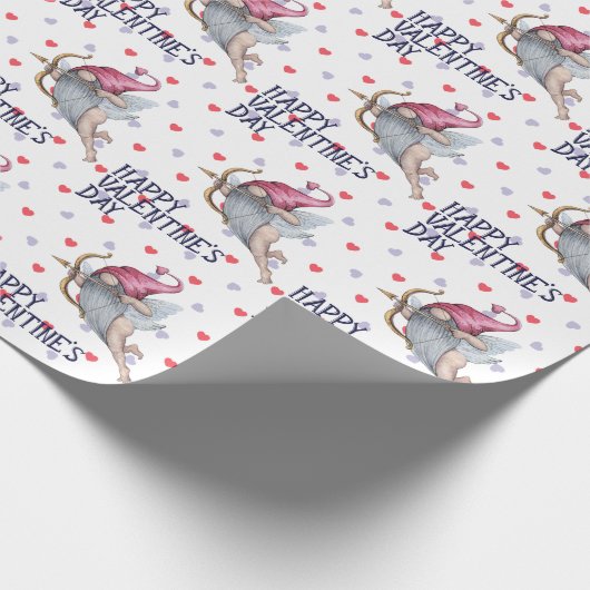 Horen Funny Valentijn Cupid Gnome Pattern Cadeaupapier (Hoek)