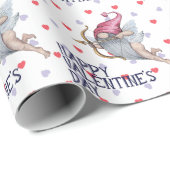 Horen Funny Valentijn Cupid Gnome Pattern Cadeaupapier (Rol Hoek)