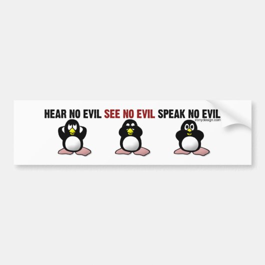 Horen Geen boze pinguïns bumpersticker (Voorkant)