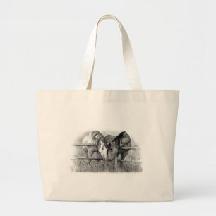 HOREN IN VERLIES: PENCIL REALISM GROTE TOTE BAG