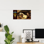 HOREN MET GOUDE CADUCEUS VETERINAIR SYMBOOL POSTER (Thuiskantoor)