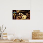 HOREN MET GOUDE CADUCEUS VETERINAIR SYMBOOL POSTER (Keuken)