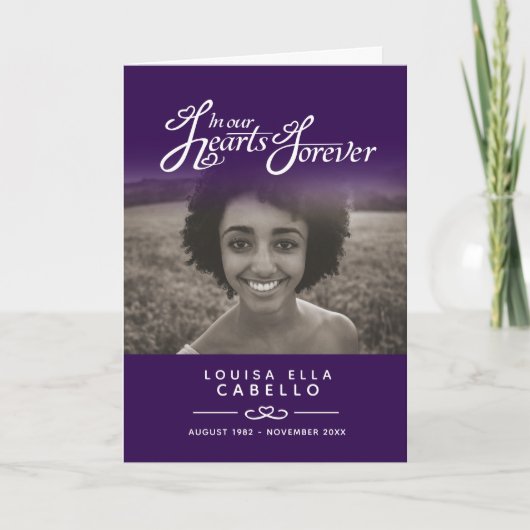 Horen voor altijd begrafenisprogramma paars programma (Voorkant)