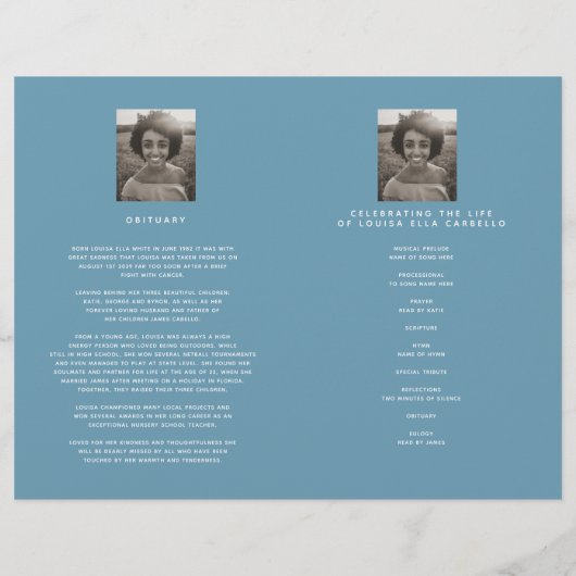 Horen voor altijd begrafenisprogramma witte blauwe (Achterkant)