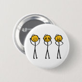 Horen, zien en zwijgen tekening. Drie aapjes Ronde Button 5,7 Cm (Voorkant /achterkant)
