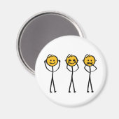 Horen, zien en zwijgen tekening. Drie appjes Magneet (Voorkant / Achterkant)