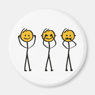 Horen, zien en zwijgen tekening. Drie appjes Magneet