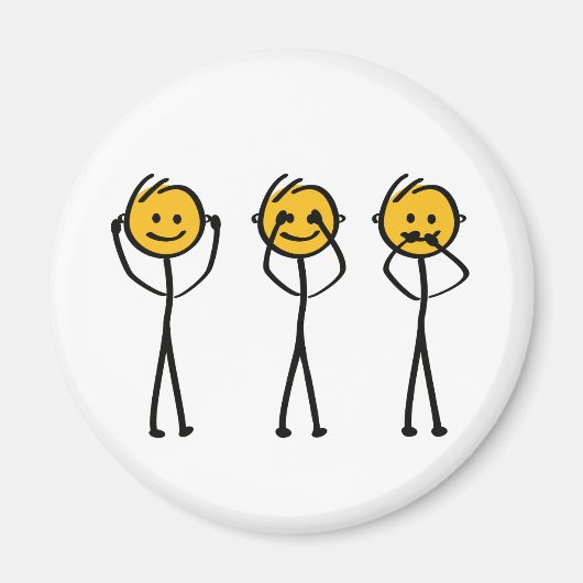 Horen, zien en zwijgen tekening. Drie appjes Magneet (Voorkant)