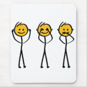 Horen, zien en zwijgen tekening. Drie appjes Muismat (Voorkant)